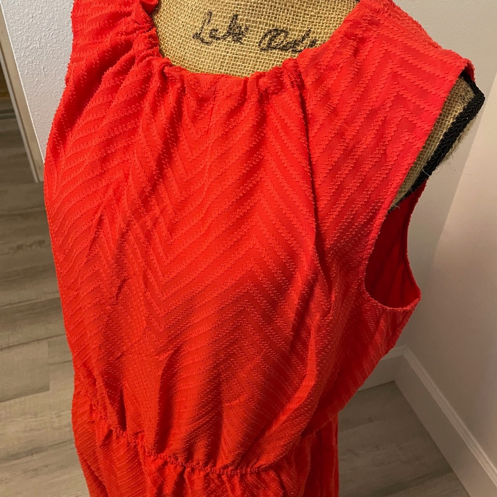 A New Day Red Orange Herringbone Tie Back Dress - Size L